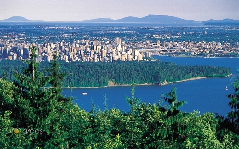 Aussicht aus West Vancouver auf Stanley Park und Vancouver
